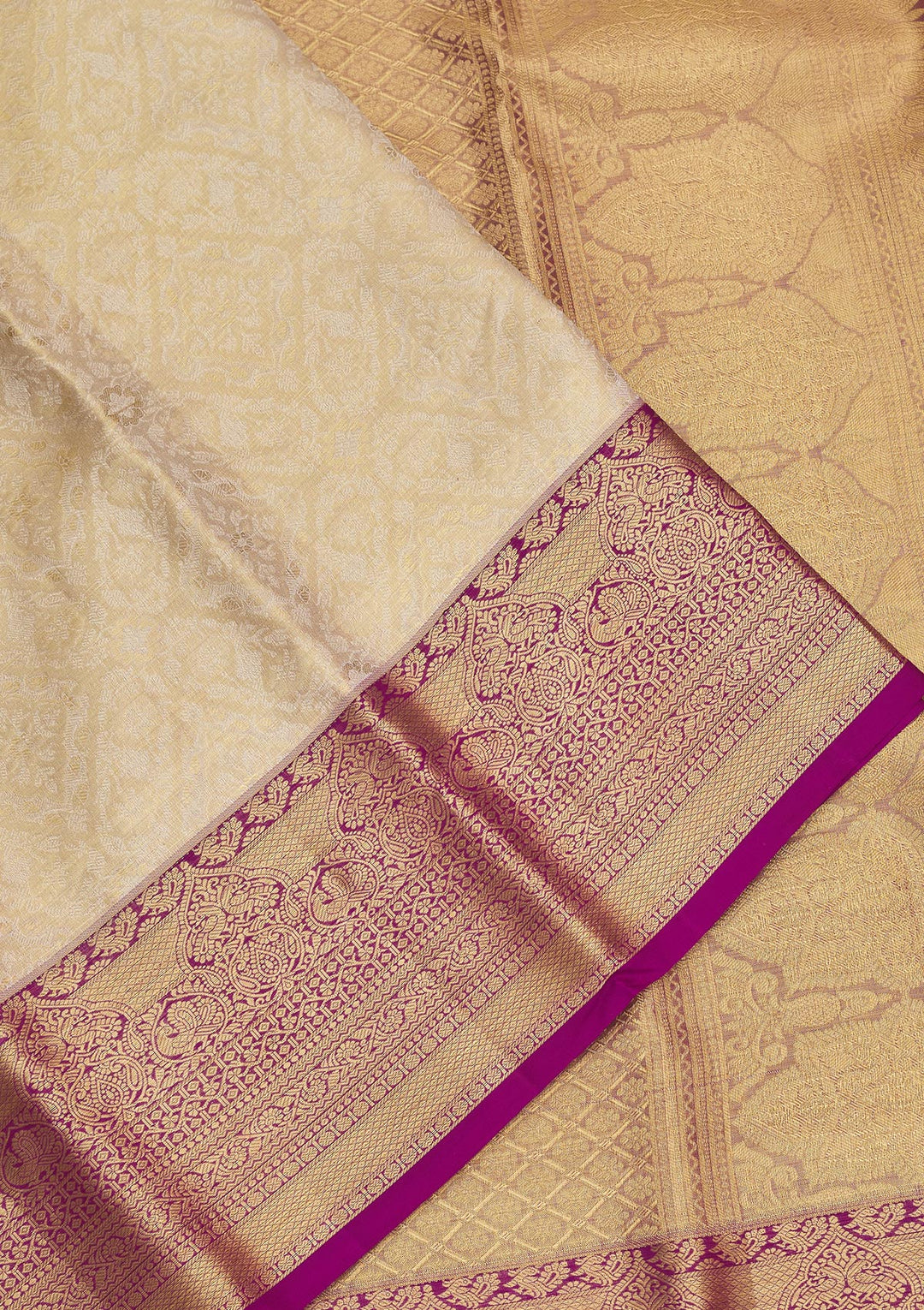 Off White Zariwork Pure Silk Saree