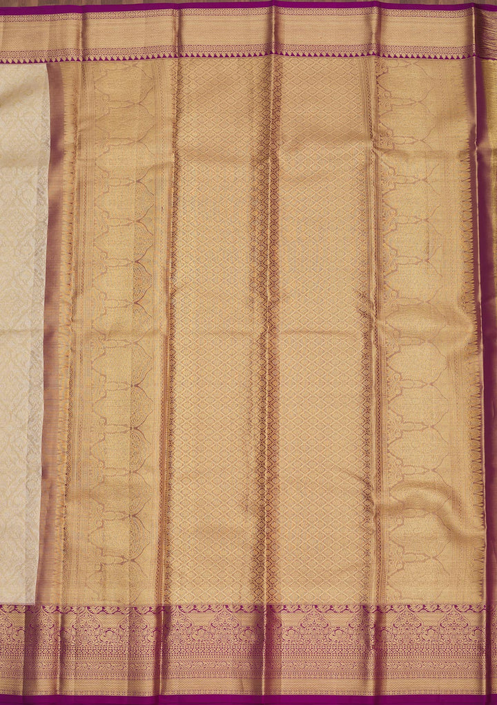 Off White Zariwork Pure Silk Saree