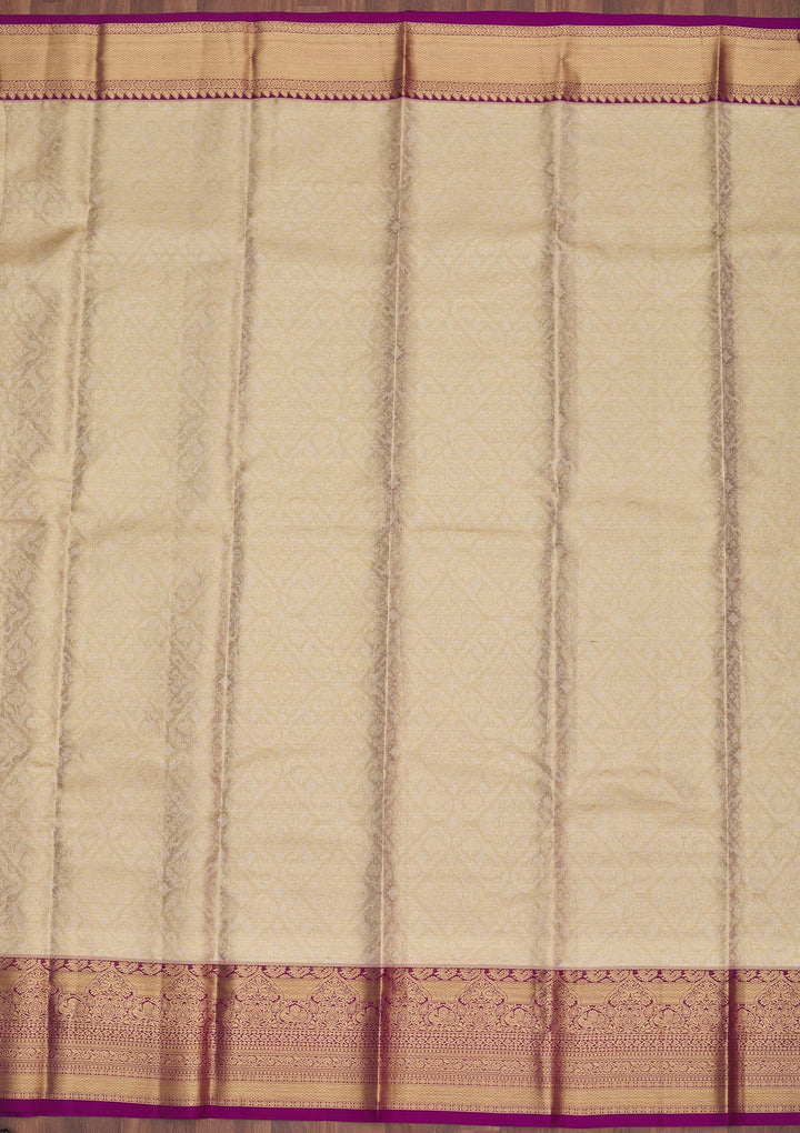 Off White Zariwork Pure Silk Saree