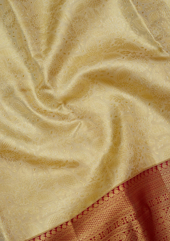 Off White Zariwork Pure Silk Saree