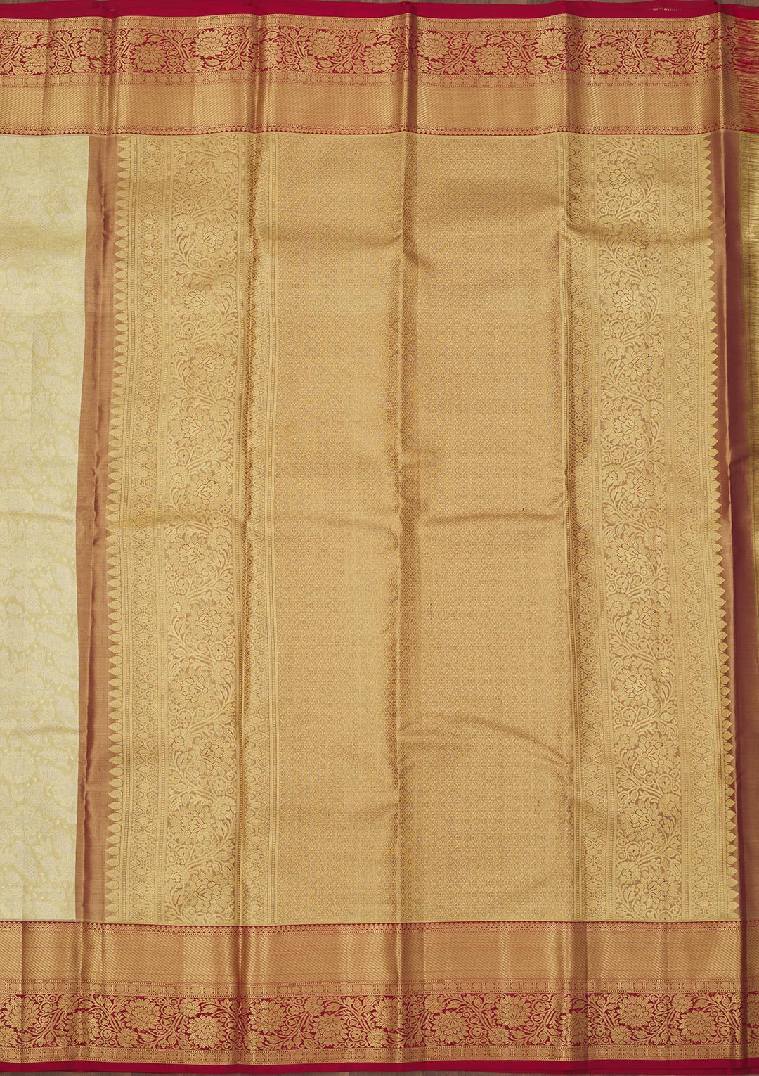 Off White Zariwork Pure Silk Saree