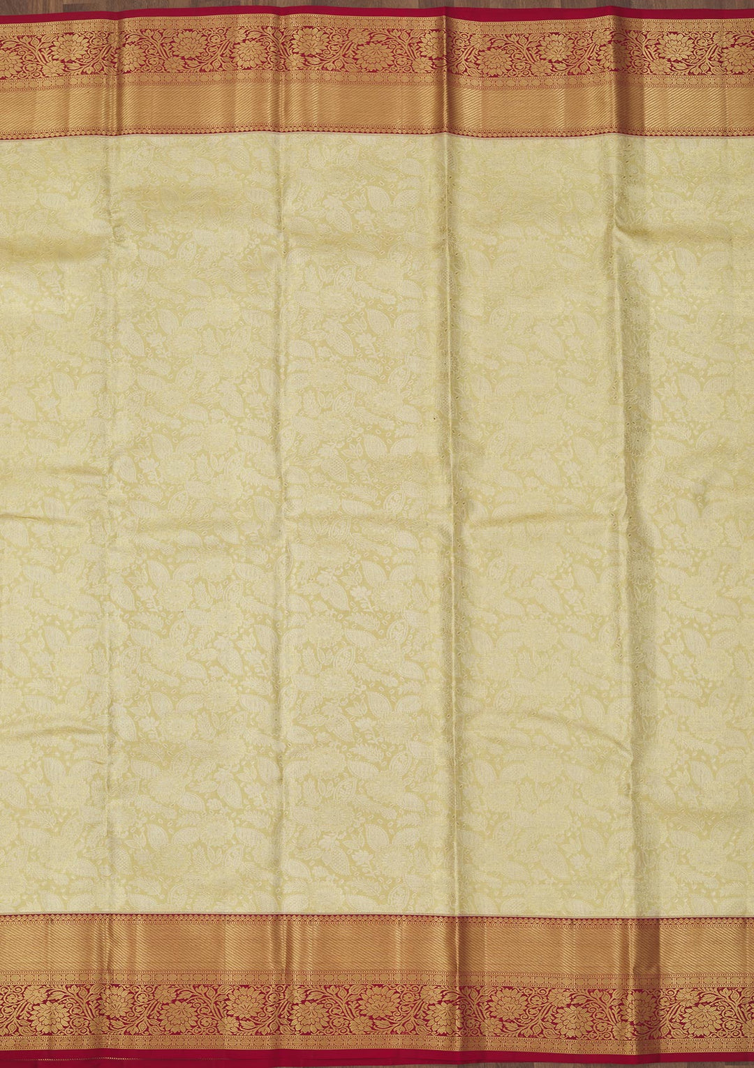 Off White Zariwork Pure Silk Saree