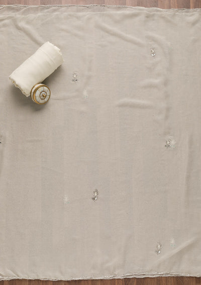 Off White Mirrorwork Tissue Unstitched Salwar Suit