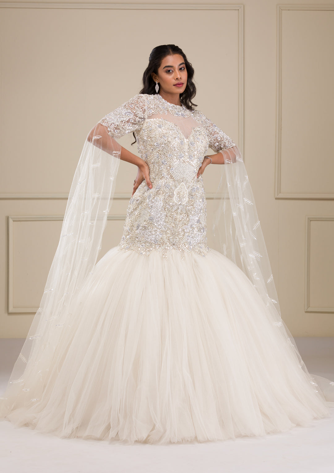 Buy Off White Stonework Net Gown Koskii