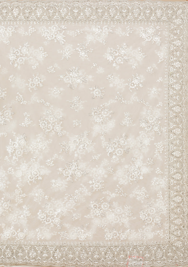 Off White Stonework Net Saree