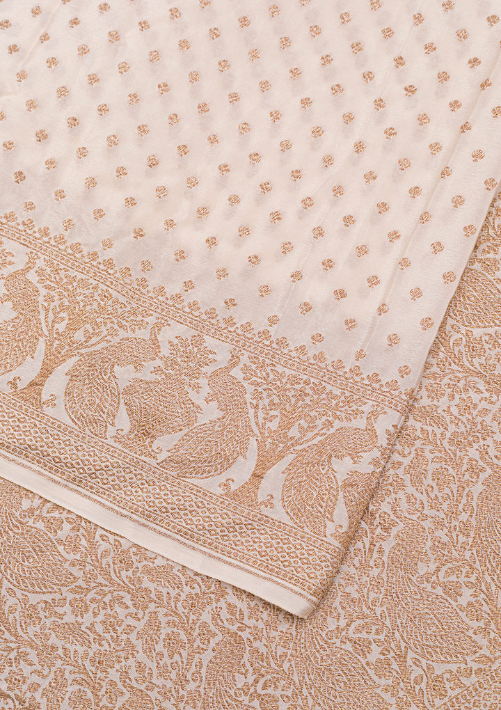 Off White Zariwork Pure Silk Saree