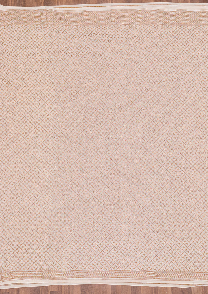 Off White Zariwork Pure Silk Saree