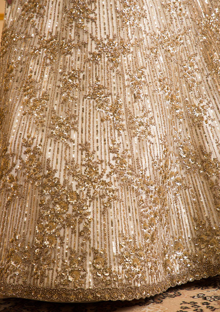 Off White Zariwork Net Readymade Lehenga
