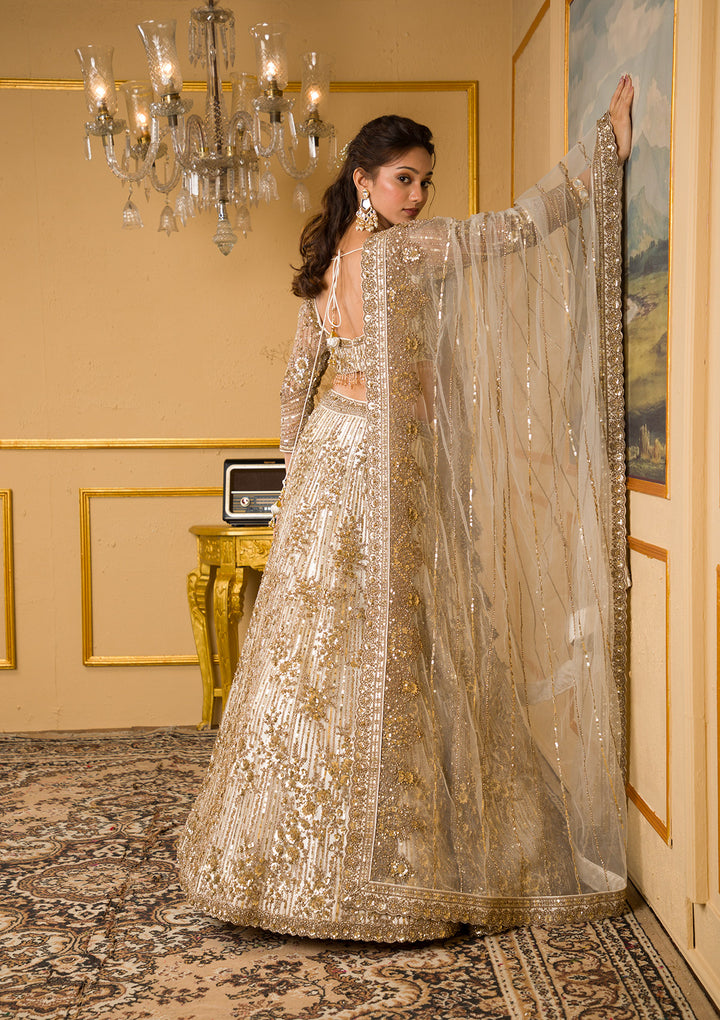 Off White Zariwork Net Readymade Lehenga
