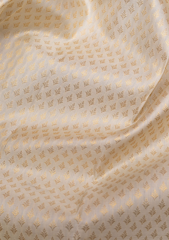 Off White Gold Zariwork Pure Silk Saree