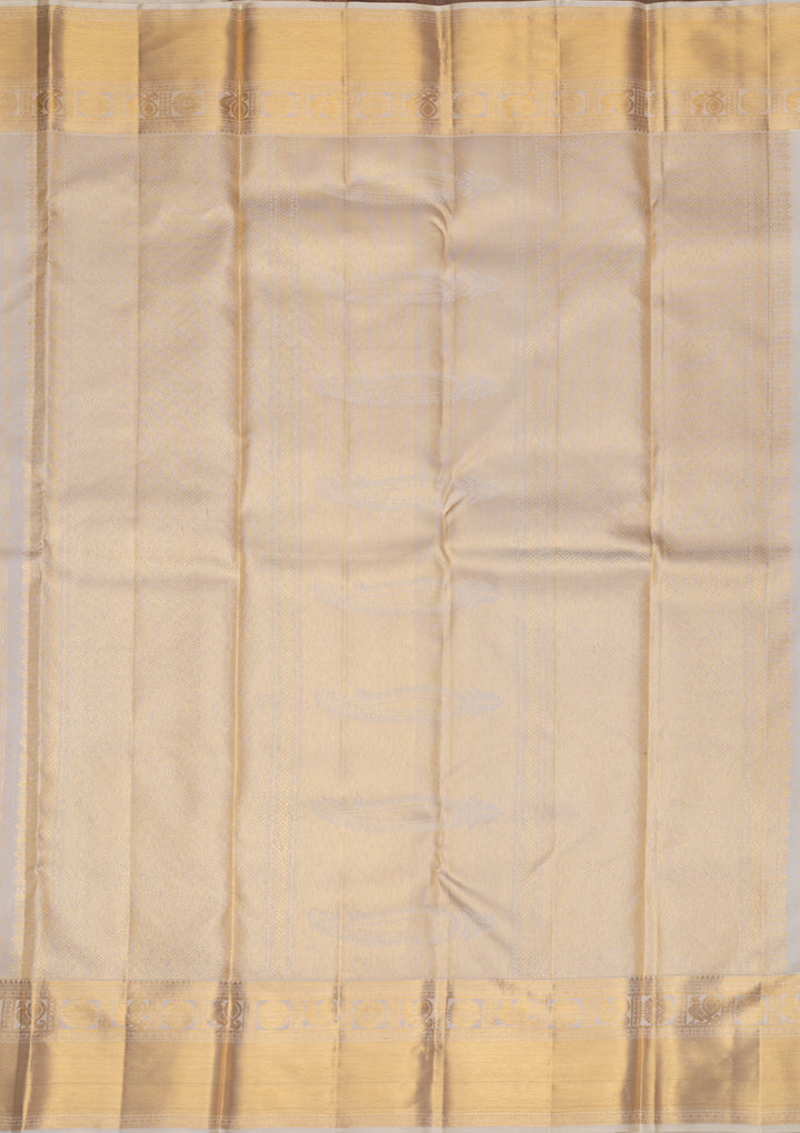 Off White Gold Zariwork Pure Silk Saree