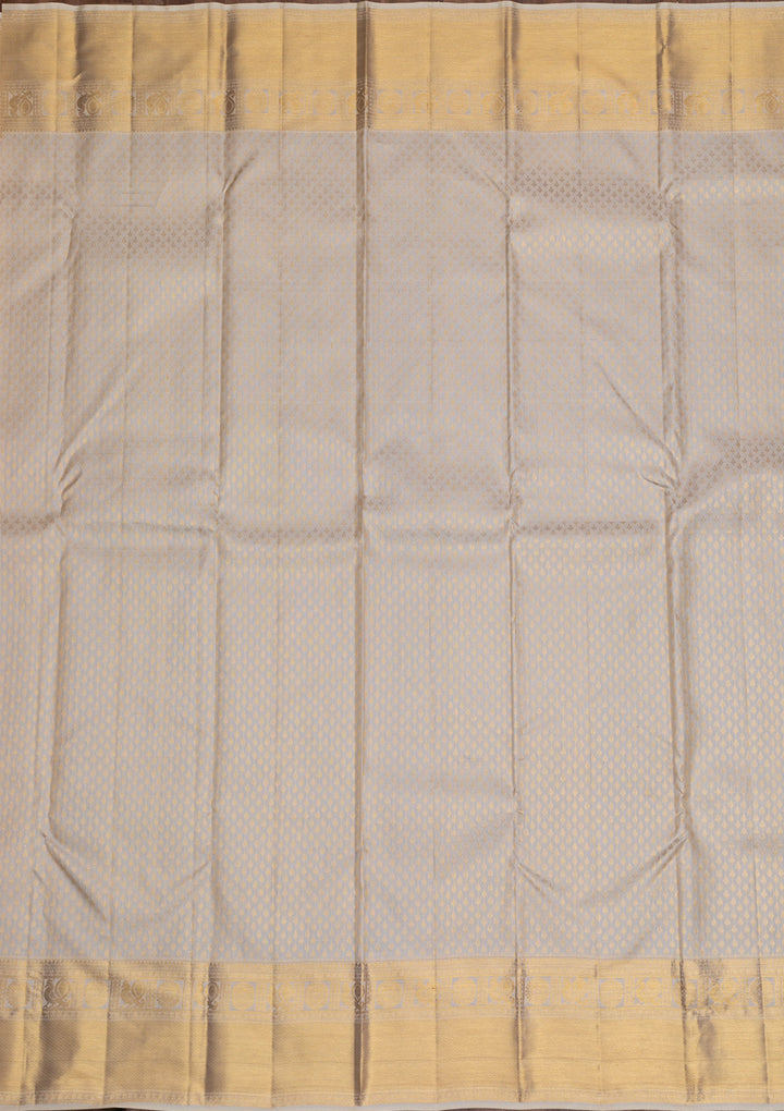 Off White Gold Zariwork Pure Silk Saree