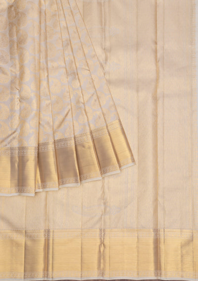 Off White Gold Zariwork Pure Silk Saree