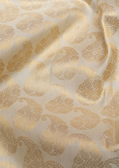 Off White Gold Zariwork Pure Silk Saree
