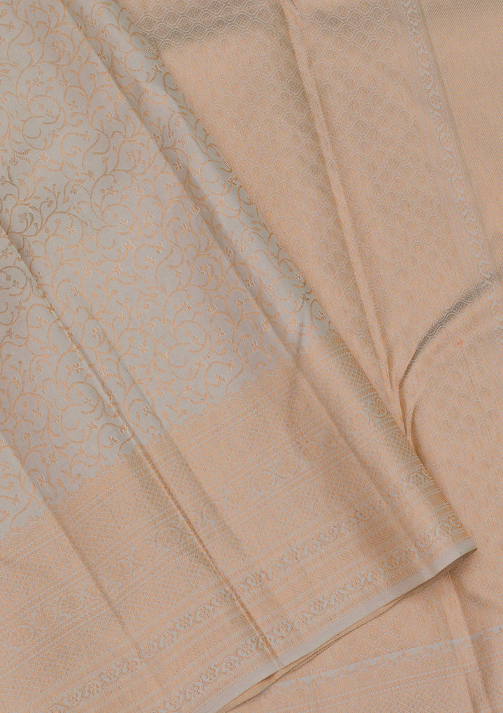 Off White Zariwork Pure Silk Saree