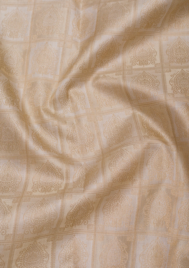Off White Zariwork Pure Silk Saree