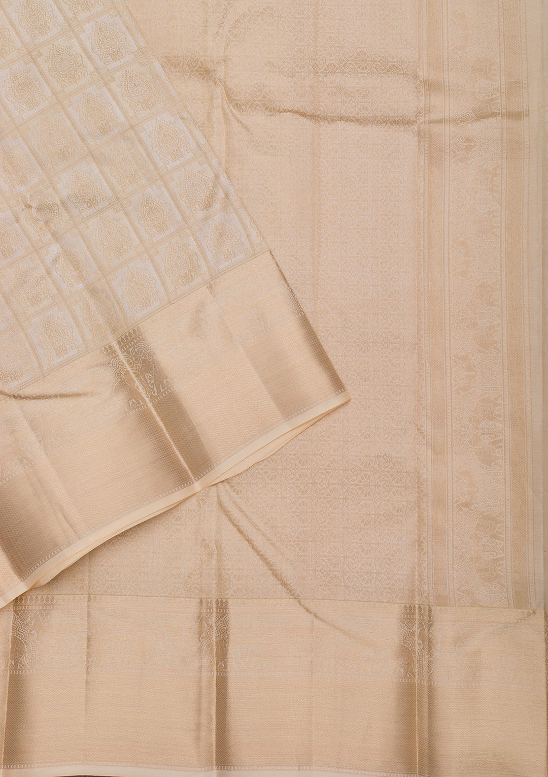 Off White Zariwork Pure Silk Saree