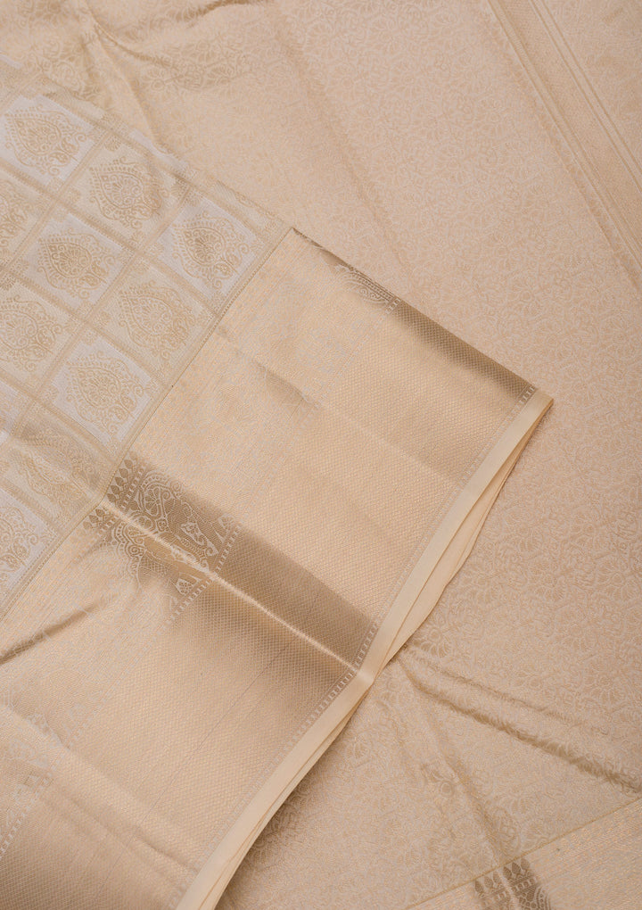 Off White Zariwork Pure Silk Saree