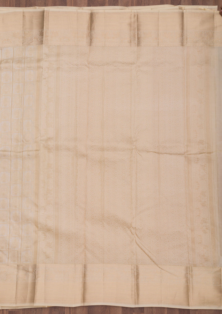 Off White Zariwork Pure Silk Saree