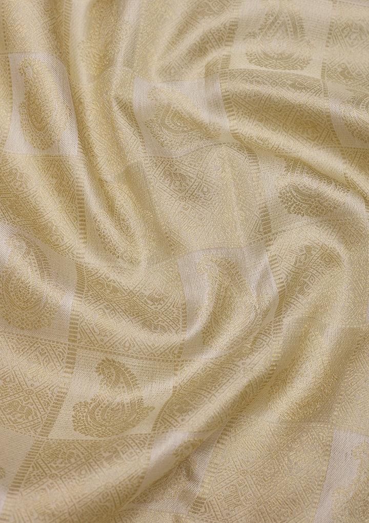 Off White Zariwork Pure Silk Saree