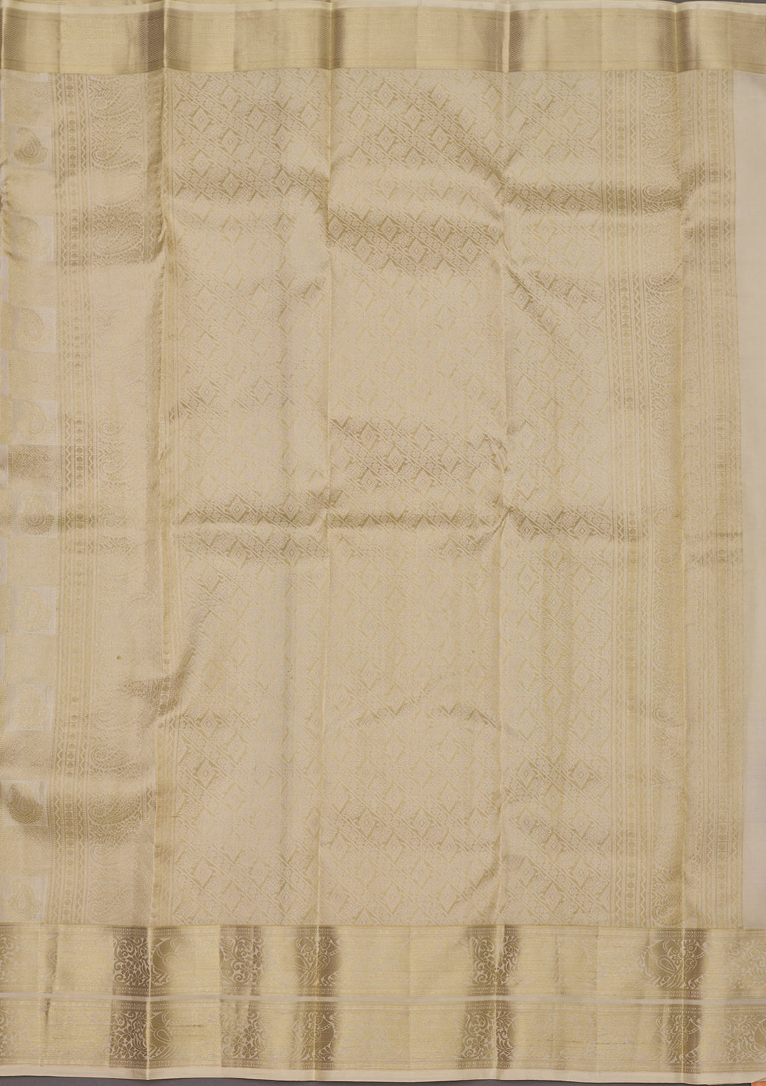 Off White Zariwork Pure Silk Saree