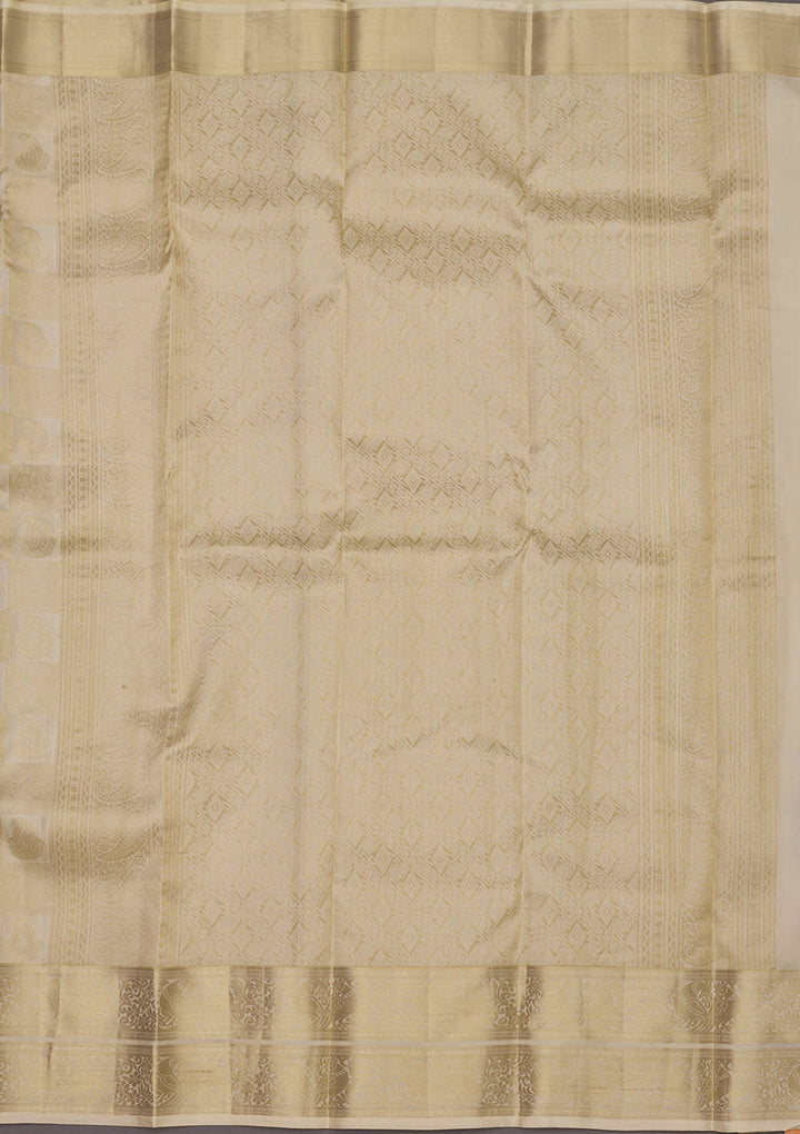 Off White Zariwork Pure Silk Saree