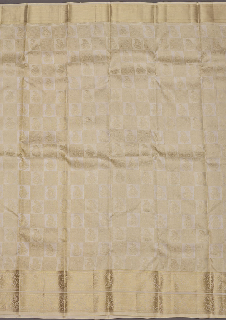 Off White Zariwork Pure Silk Saree