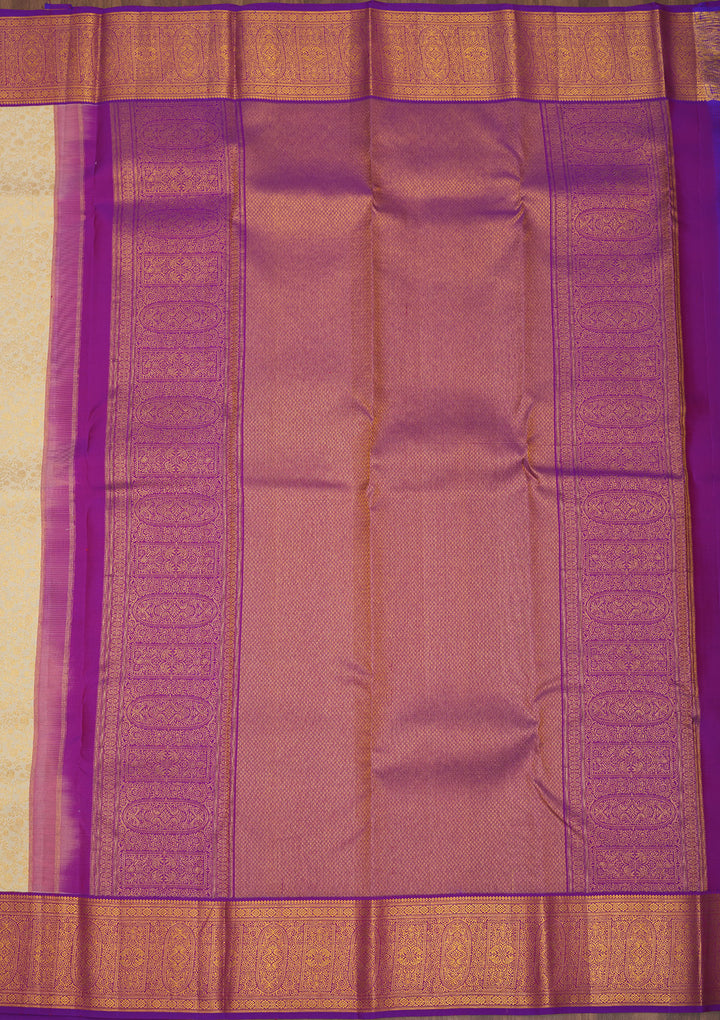 Off White Zariwork Pure Silk Saree