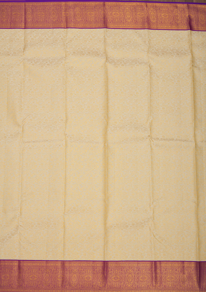 Off White Zariwork Pure Silk Saree