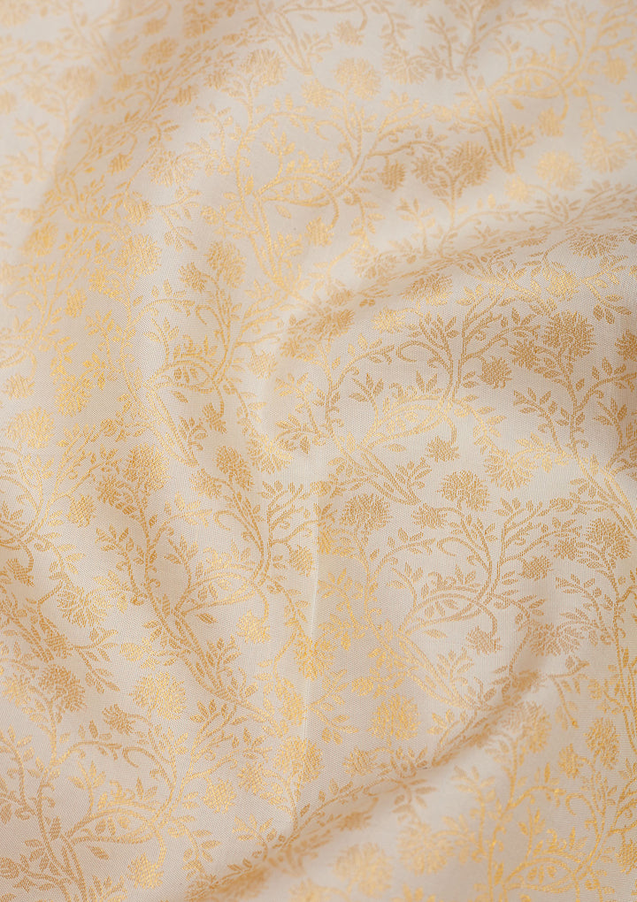Off White Zariwork Pure Silk Saree