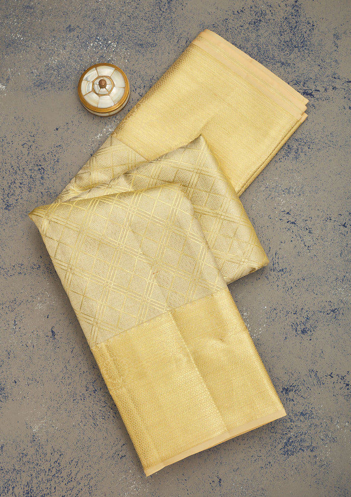 Off White Zariwork Pure Silk Saree