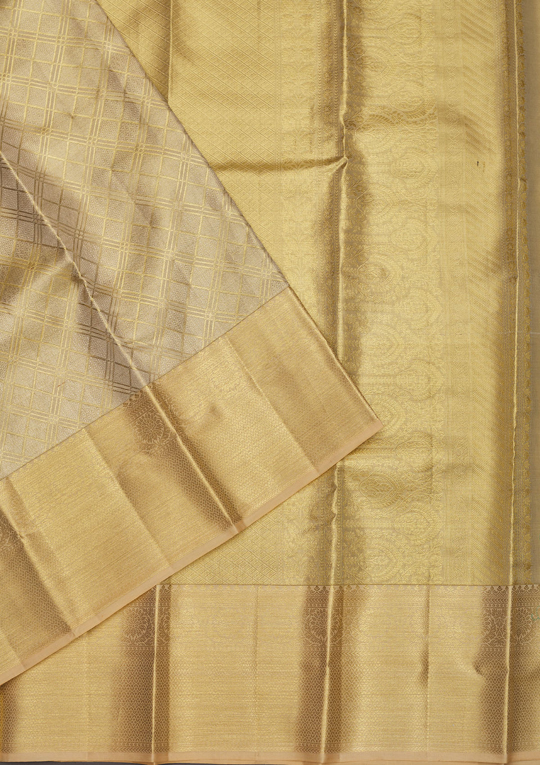 Off White Zariwork Pure Silk Saree