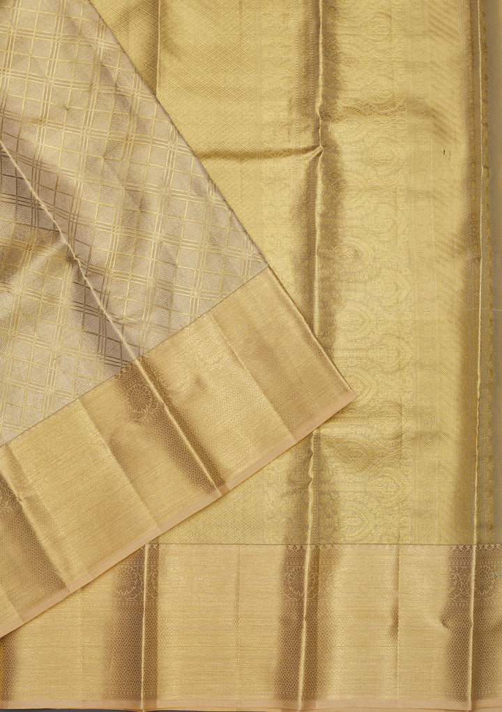 Off White Zariwork Pure Silk Saree