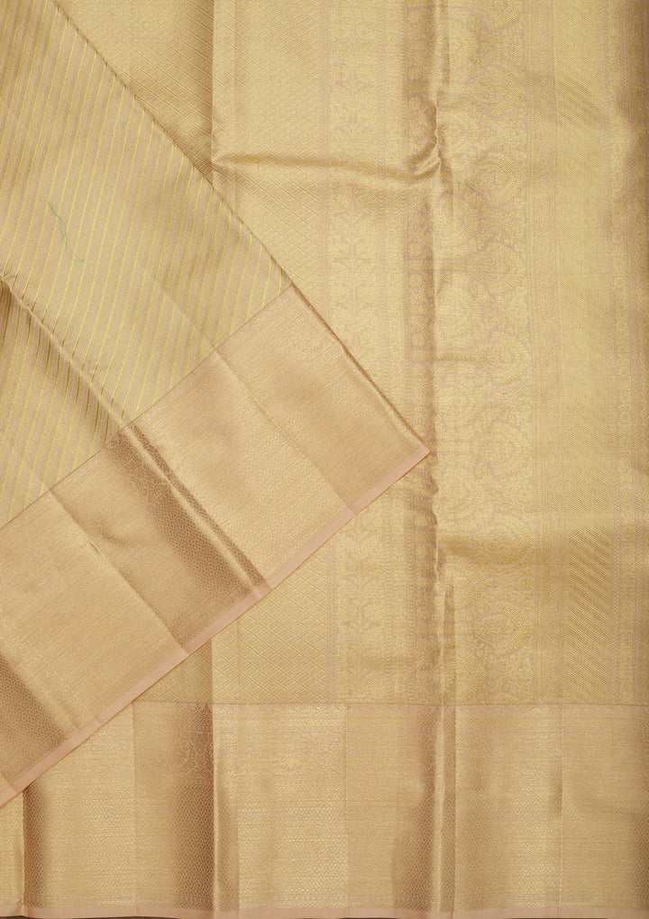 Off White Zariwork Pure Silk Saree