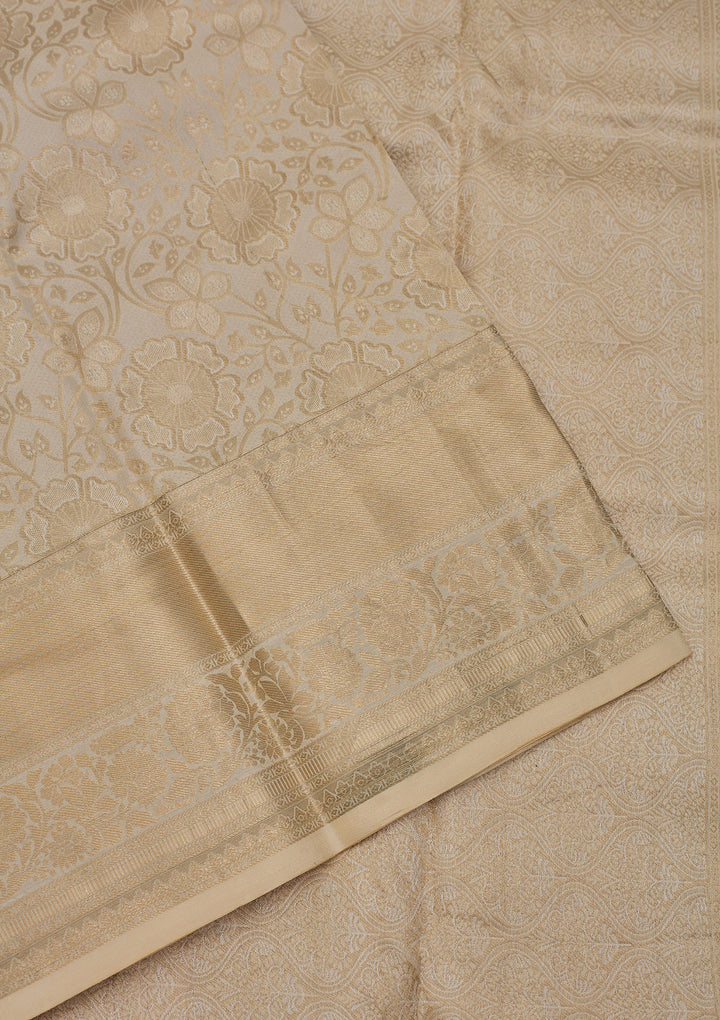 Off White Zariwork Pure Silk Saree