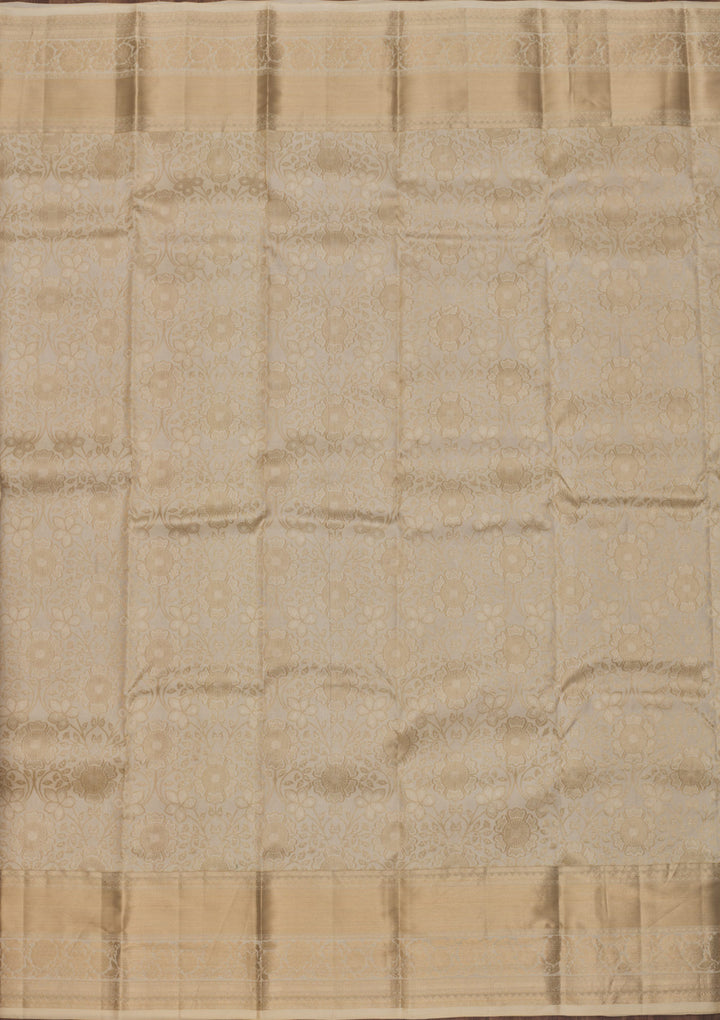 Off White Zariwork Pure Silk Saree