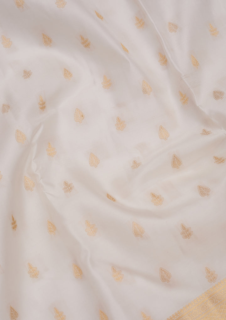 Off White Zariwork Pure Silk Saree