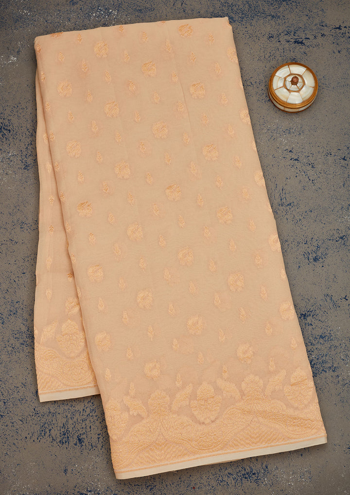 Off White Zariwork Pure Silk Saree