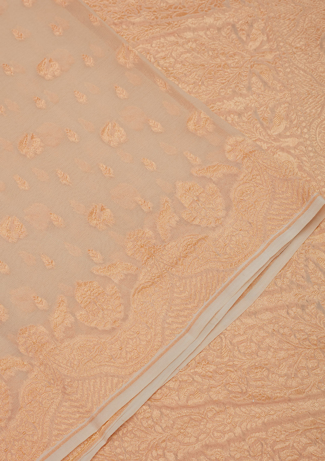 Off White Zariwork Pure Silk Saree