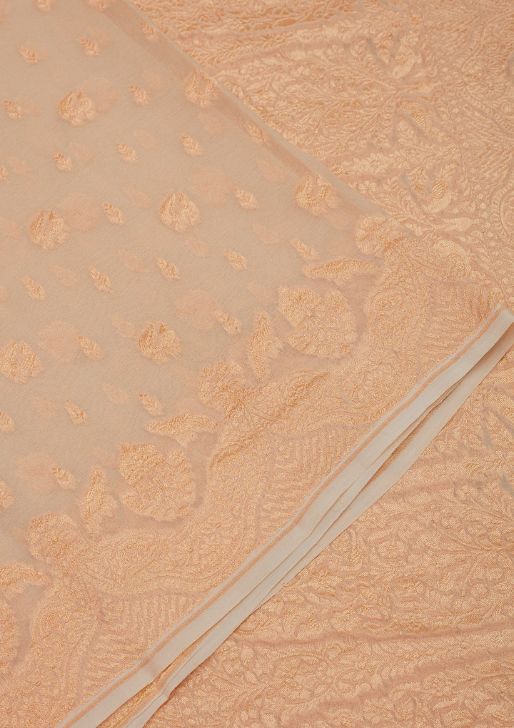 Off White Zariwork Pure Silk Saree