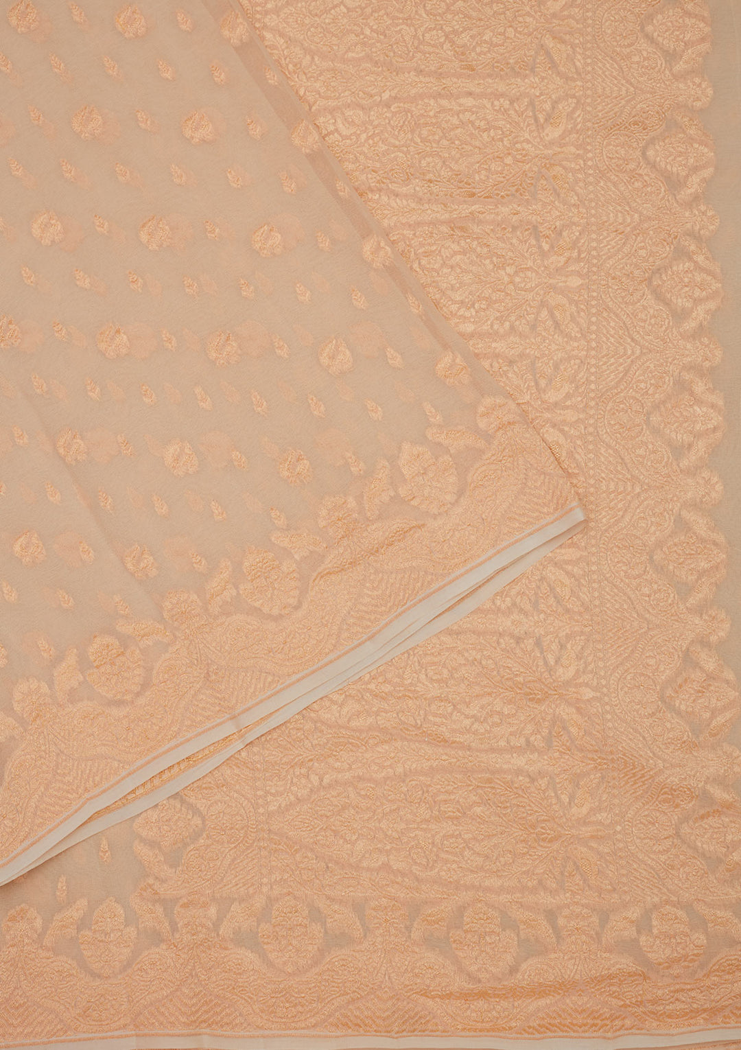 Off White Zariwork Pure Silk Saree