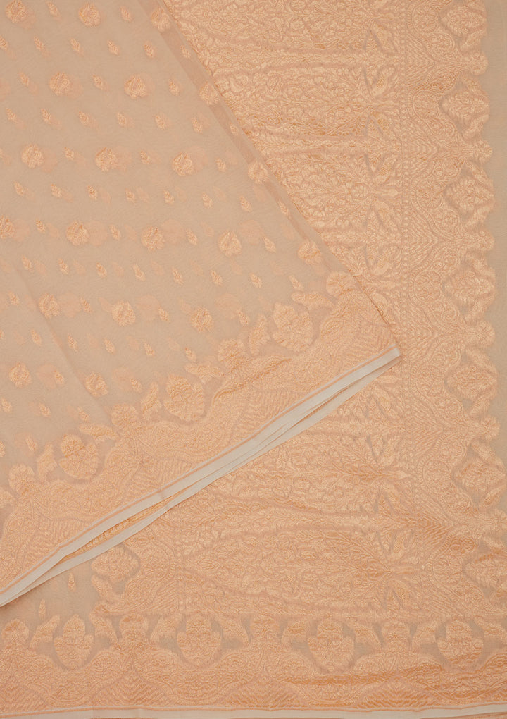 Off White Zariwork Pure Silk Saree