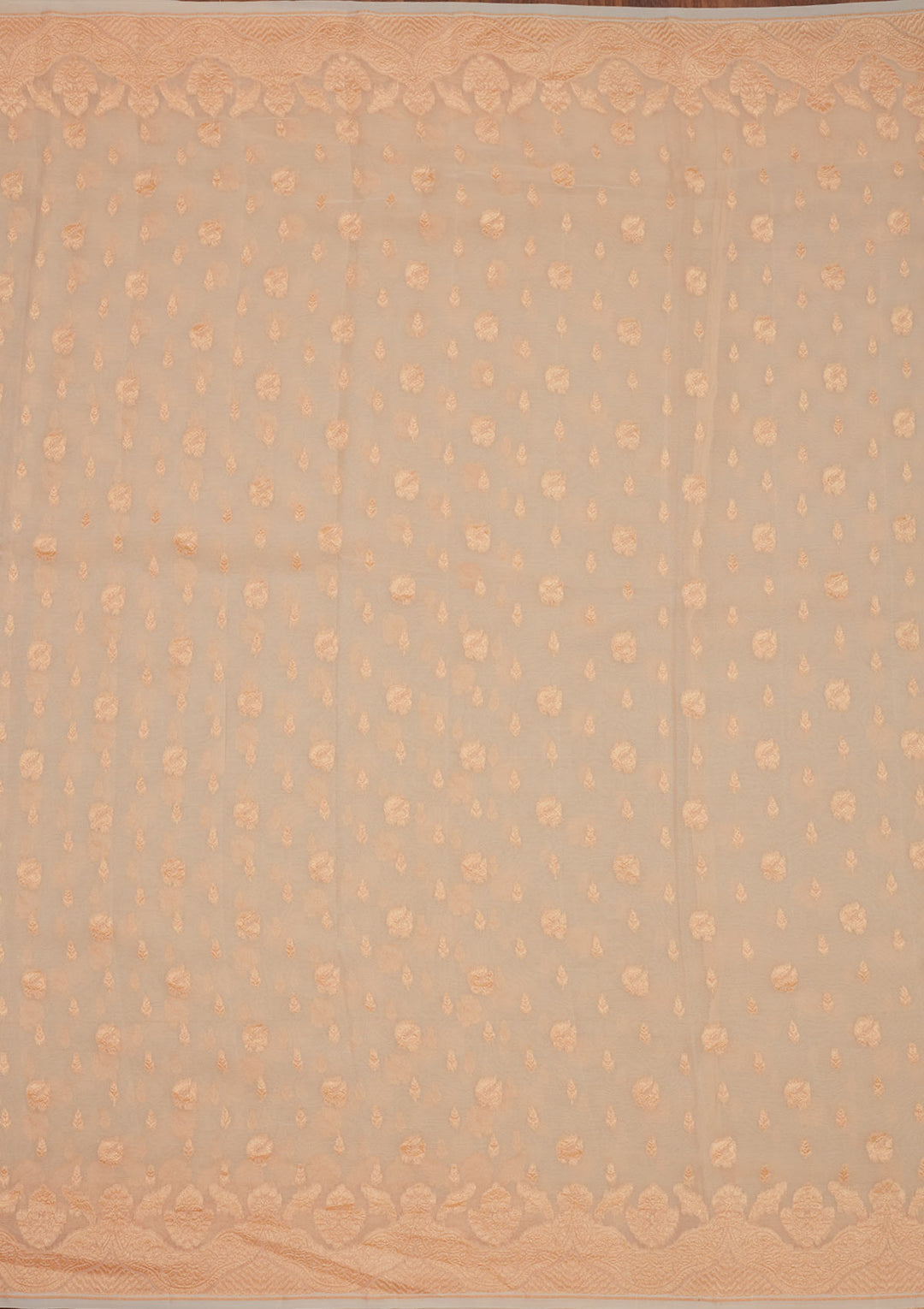 Off White Zariwork Pure Silk Saree