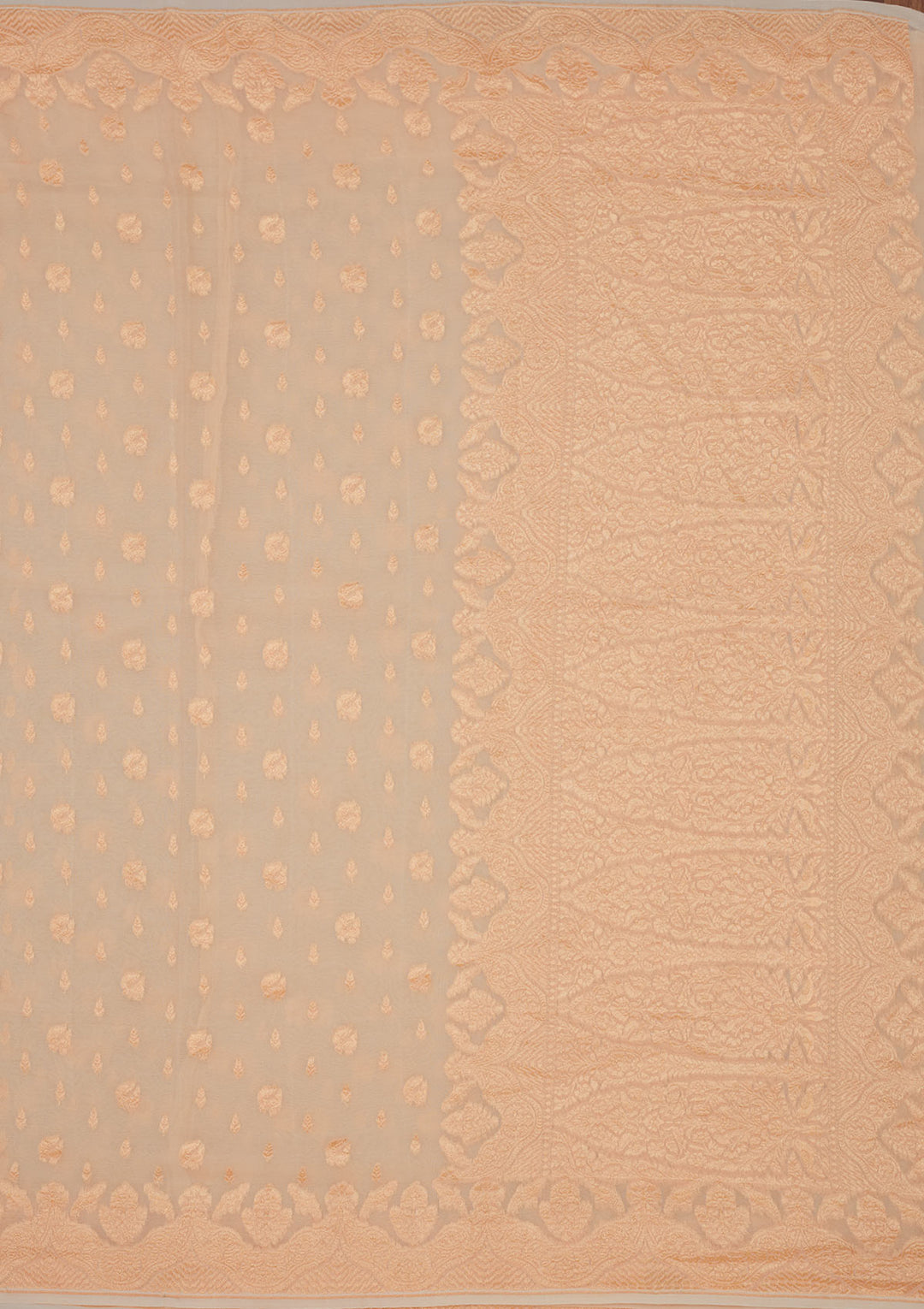 Off White Zariwork Pure Silk Saree