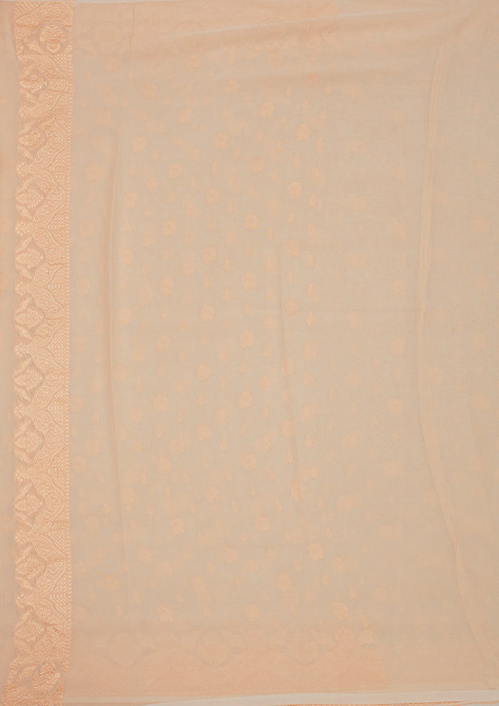 Off White Zariwork Pure Silk Saree