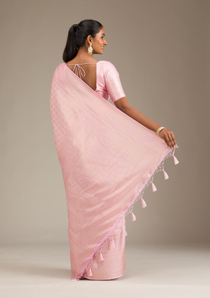 Onion Pink Plain Art Silk Saree