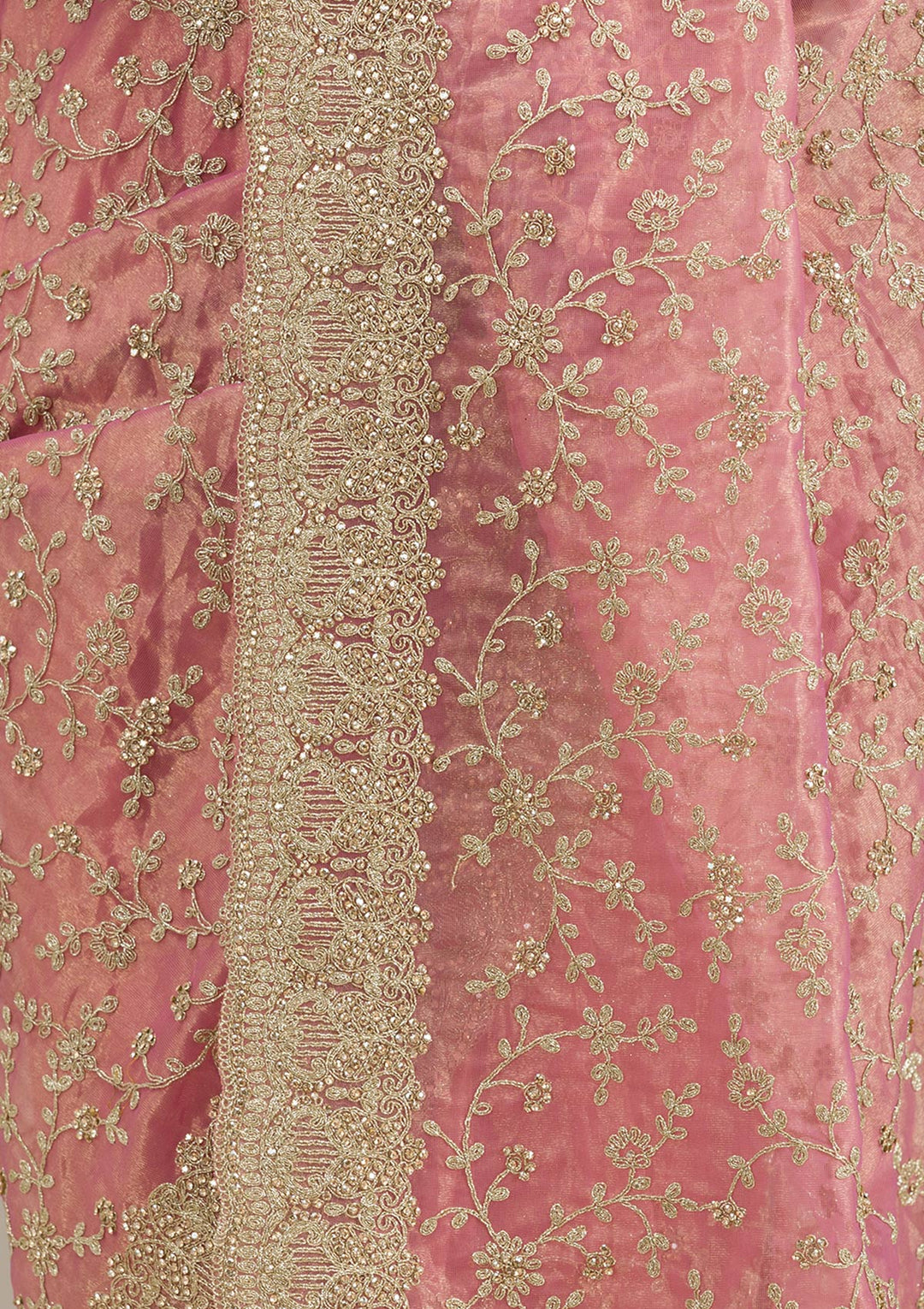 Onion Pink Sequins Tissue Saree