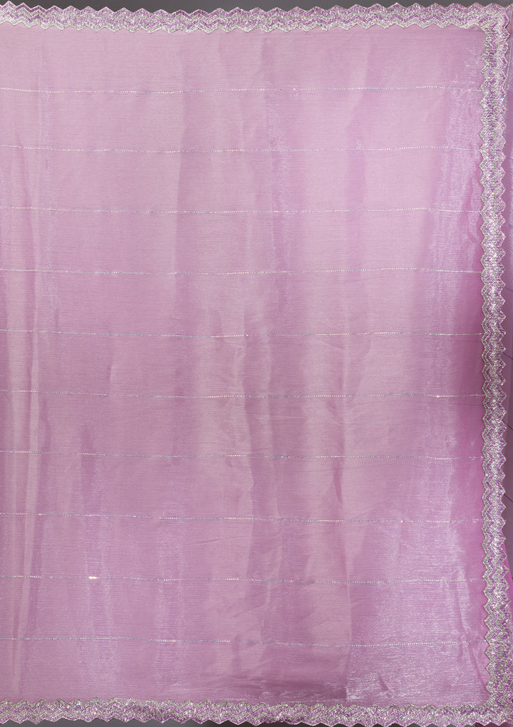 Onion Pink Silver Stonework Satin Saree