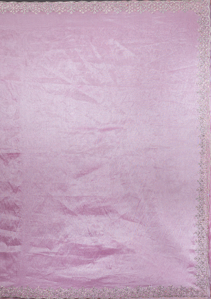 Onion Pink Stonework Tissue Saree