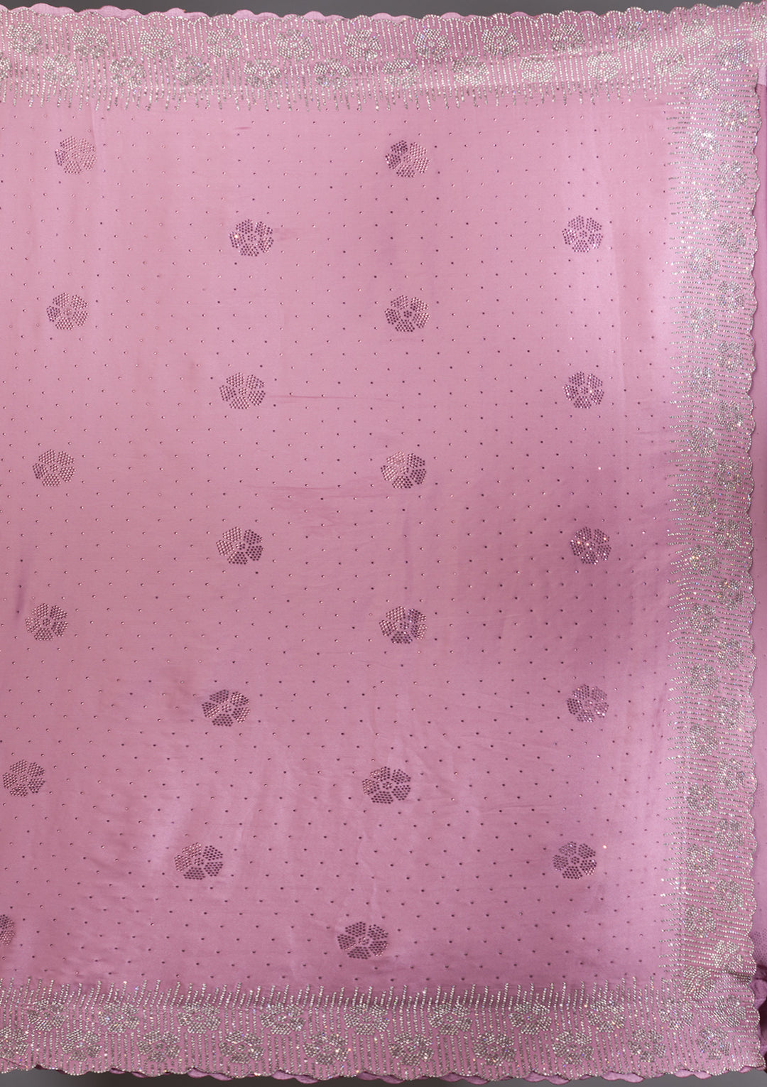 Onion Pink Swarovski Satin Saree
